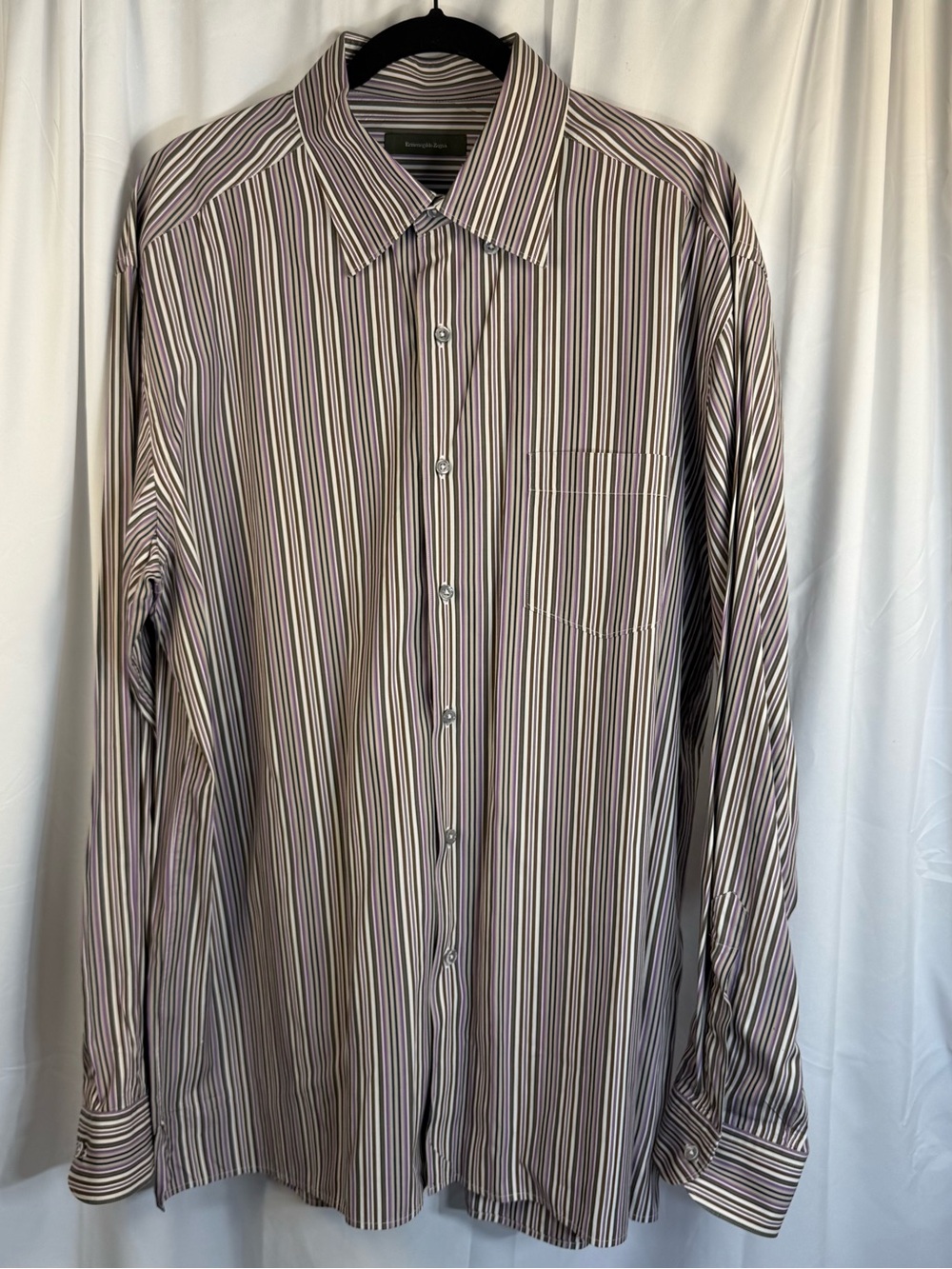 Ermenegildo Zegna Men’s XXL Multicolor Striped Long Sleeve Dress Shirt